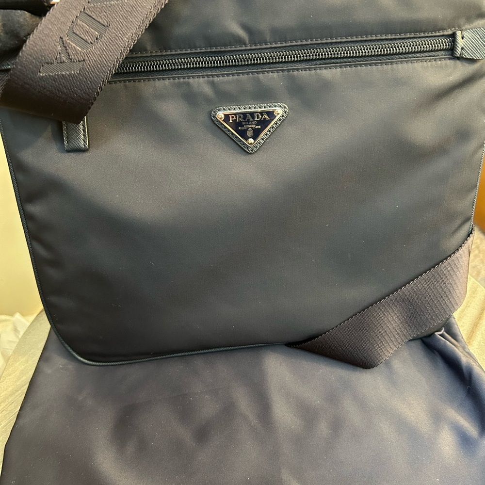 Authentic Prada Dark Navy Nylon and Saffiano Shoulder Messenger Bag NWOT - Picture 3 of 15